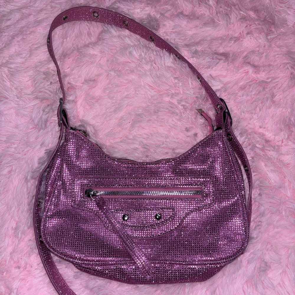 Pink Glittery Women's Bag Adjustable Strap